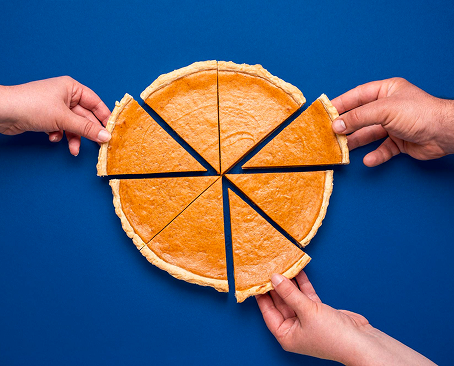 People sharing pie